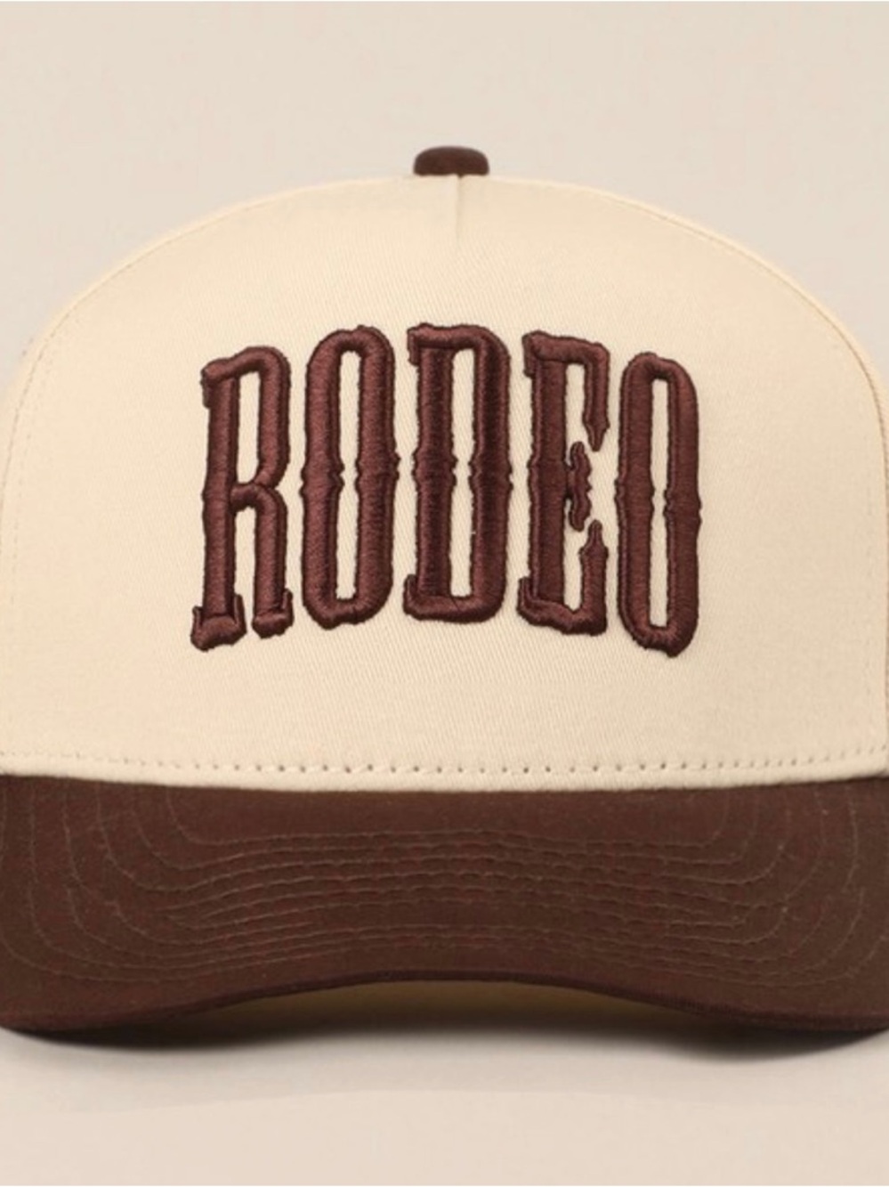 Rodeo Embroidered Trucker Cap - Cream & Brown boutique
